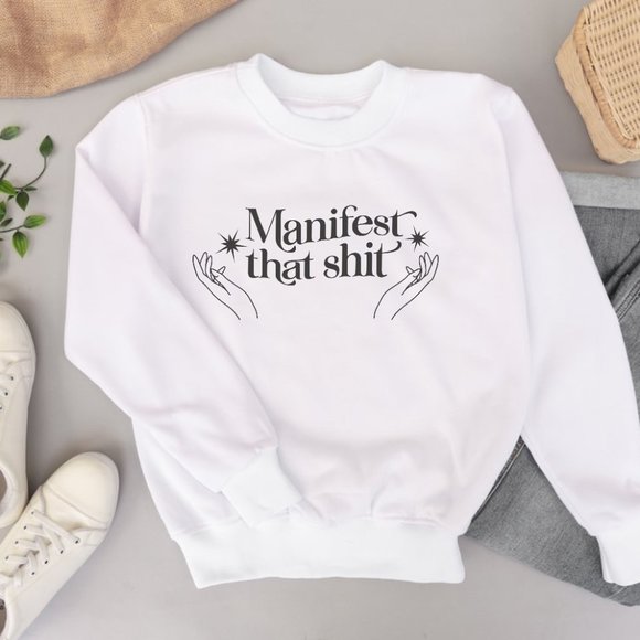 Manifest That Sh*t Sand Long Sleeve Unisex Crewneck Sweatshirt - Picture 6 of 6